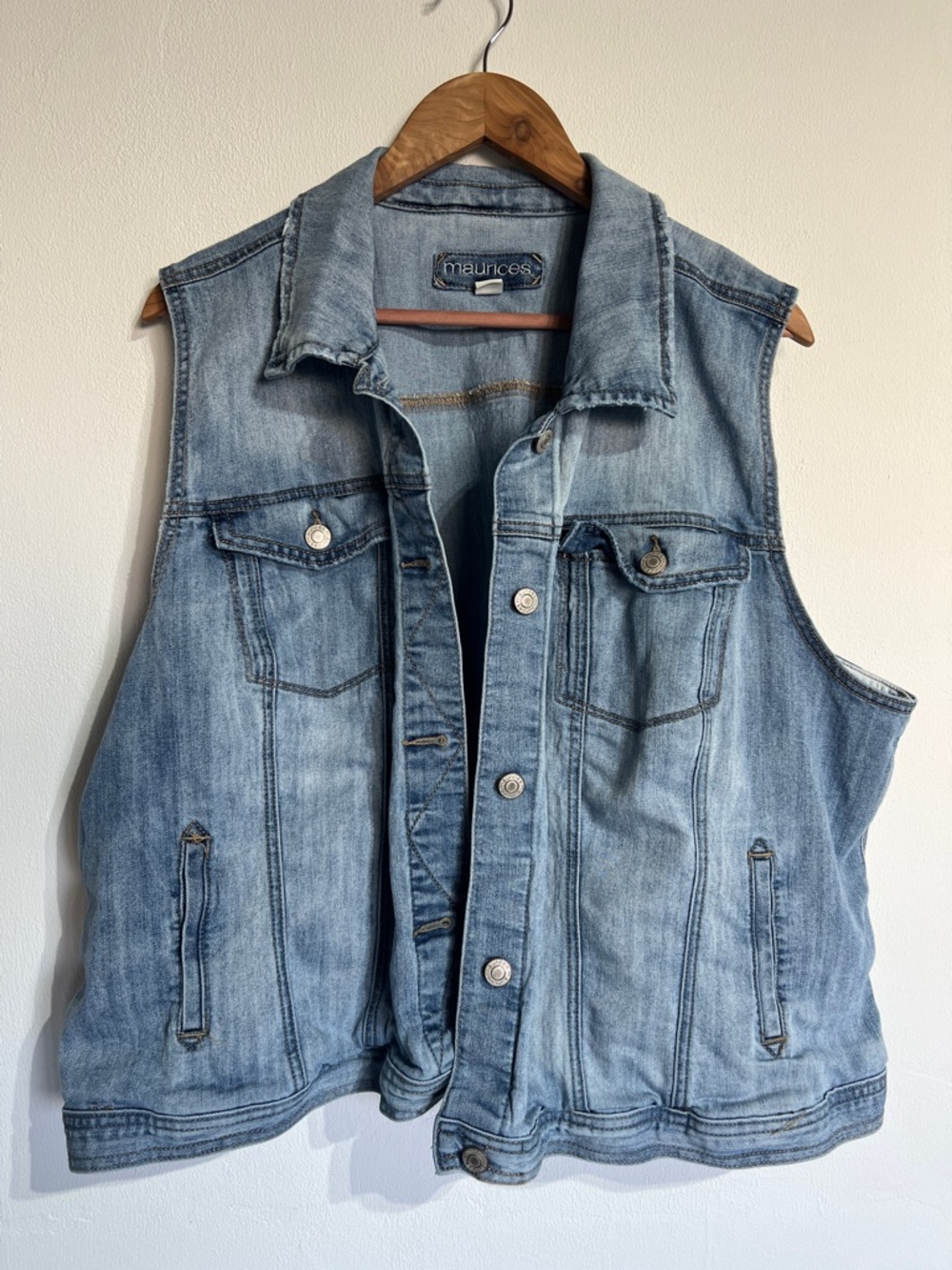 Maurices Light Wash Denim Vest - Light Blue